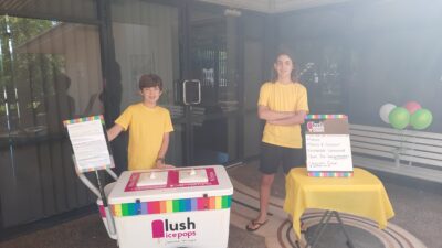 Kids with Lush Ice cart of frozen pops